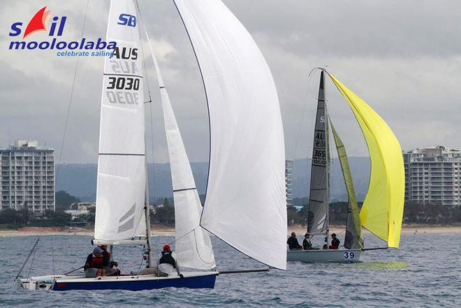 Flirtatious (Chris Dare) and Red (Rob Jeffreys) sailed close in the three races held - Sail Mooloolaba 2014 - Day One of Racing © Teri Dodds http://www.teridodds.com
